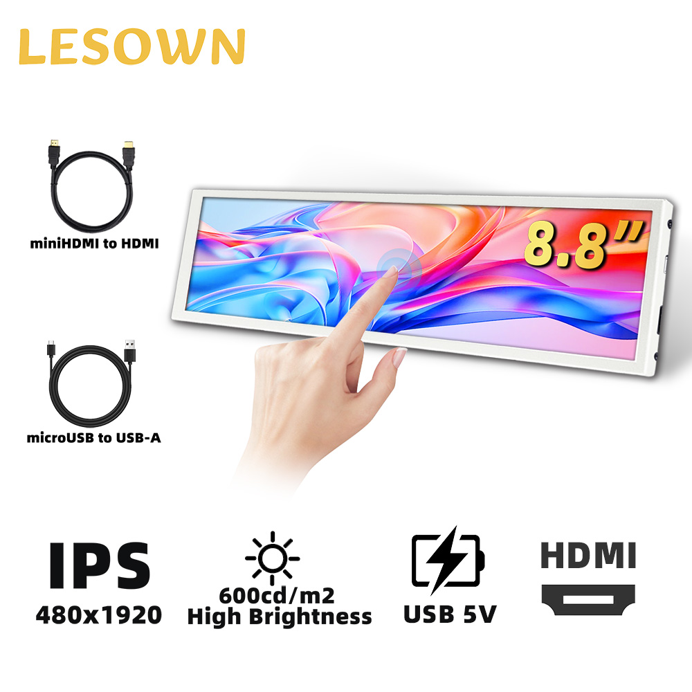 Gaming Console And Monitor - LESOWN 8.8'' Mini Stretched Bar Display