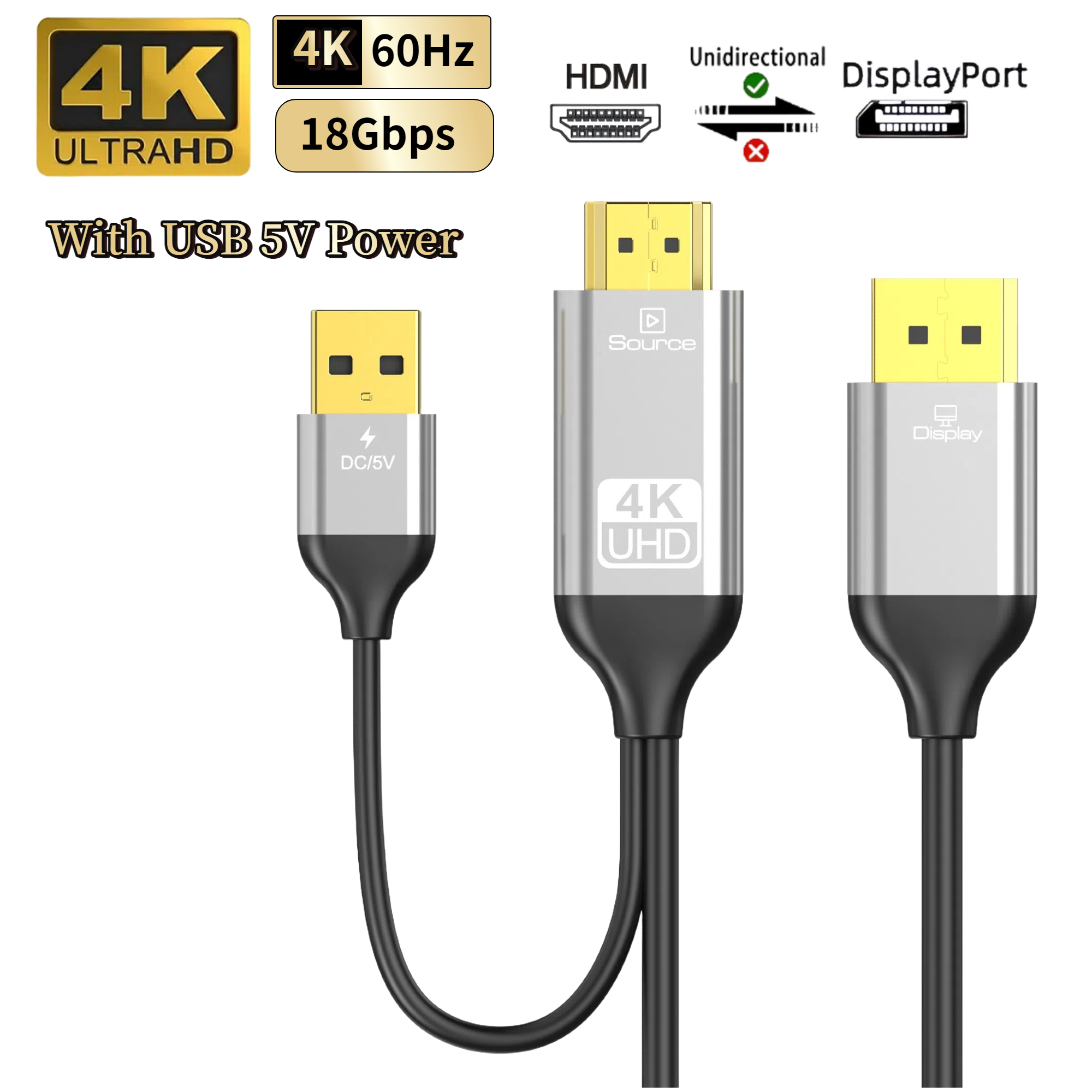 Gaming Console And Monitor - HDMI to DP Converter Cable with