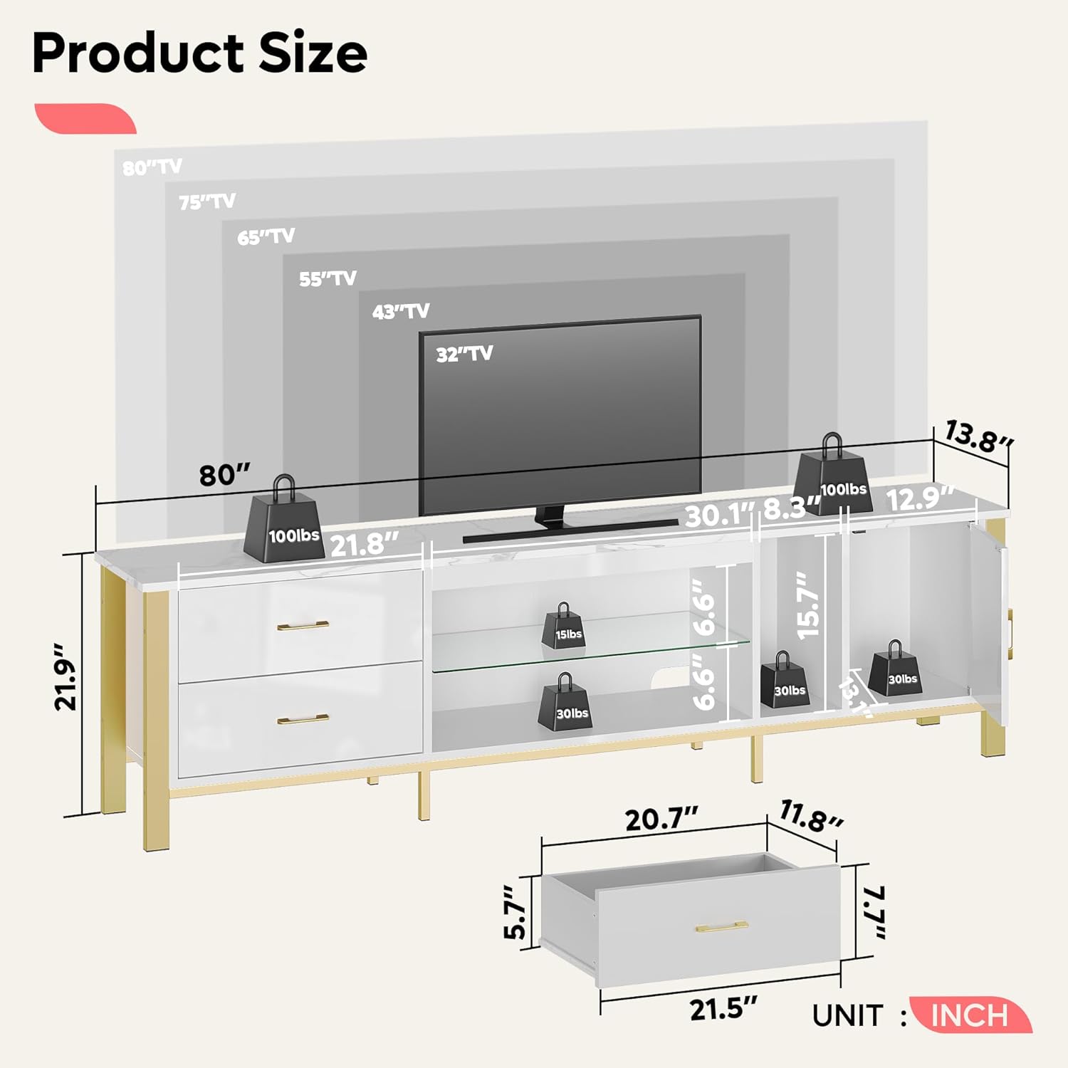 TV Stand for 75/80/85 inch TVs - Gaming Console Tv Stand avaliação e preço
