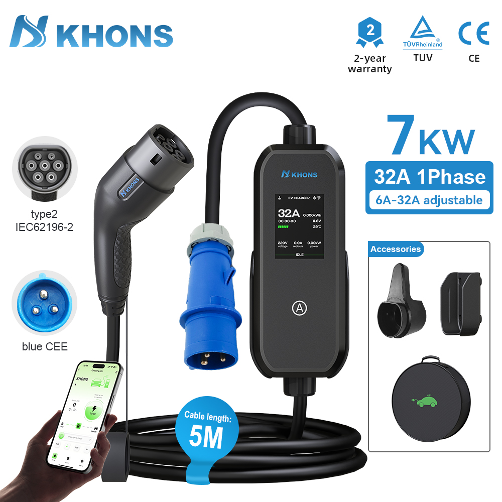 Khons 7kW Type2 EV Charger 32A - Pc Gaming Handheld Console avaliação e preço