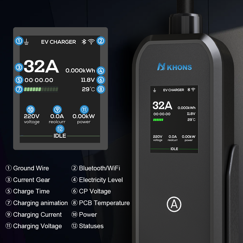 Khons 7kW Type2 EV Charger 32A - Pc Gaming Handheld Console avaliação e preço