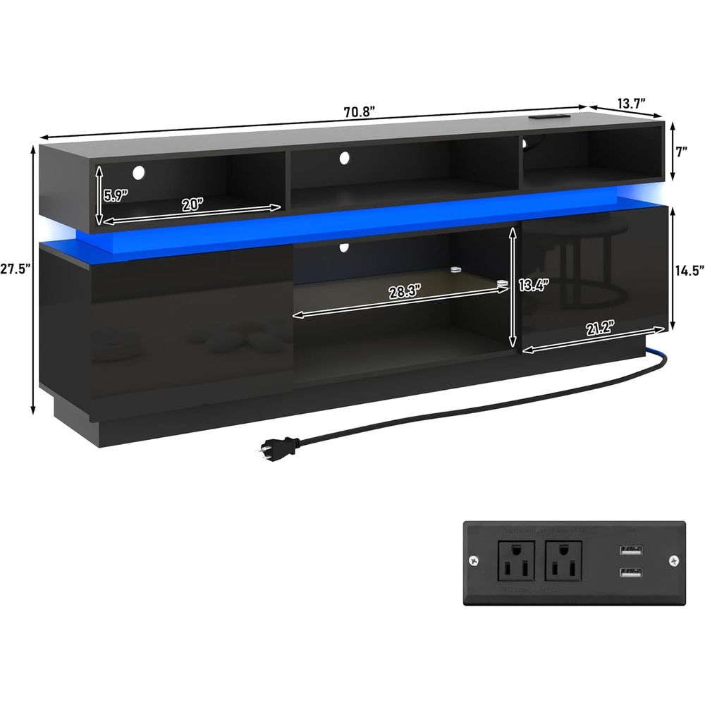 LED TV Stand for 80 Inch TV, M - Gaming Console Tv Stand avaliação e preço