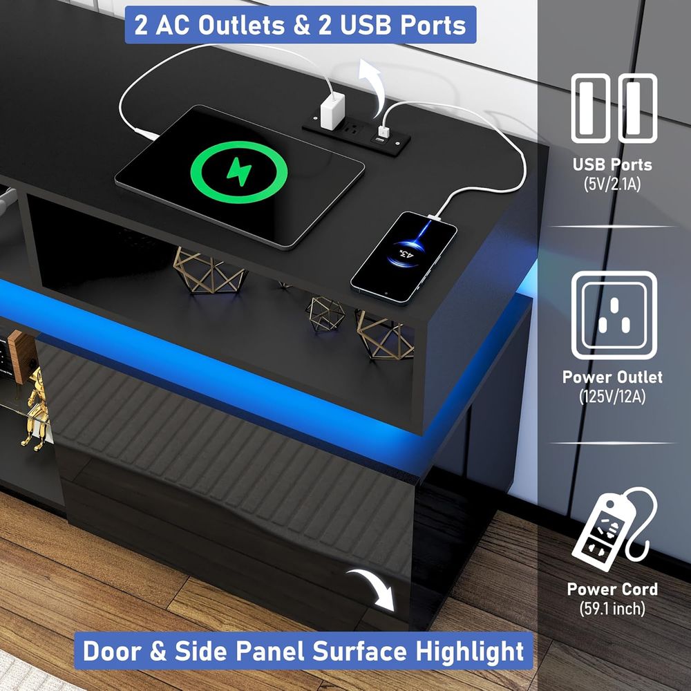 LED TV Stand for 80 Inch TV, M - Gaming Console Tv Stand avaliação e preço