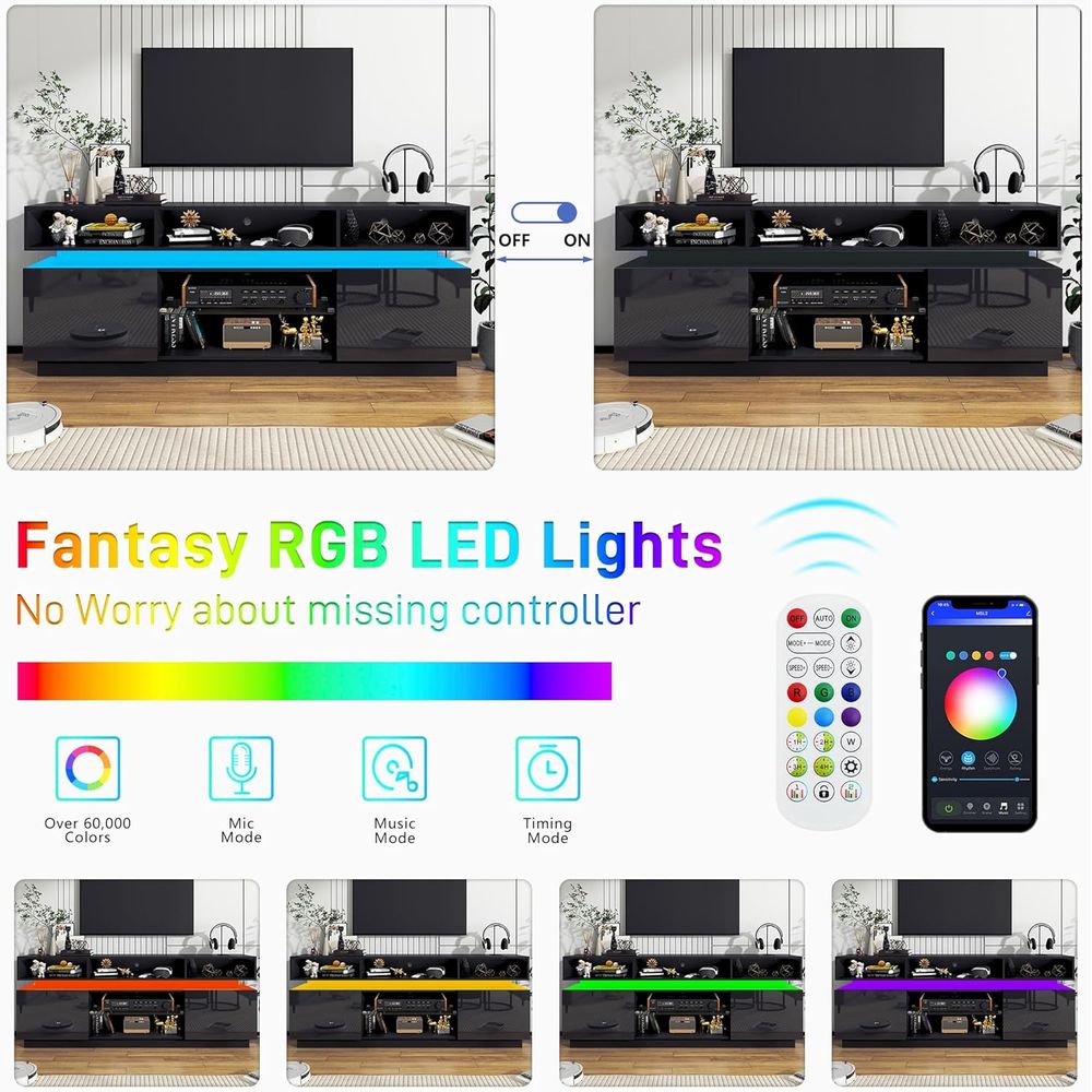 LED TV Stand for 80 Inch TV, M - Gaming Console Tv Stand avaliação e preço