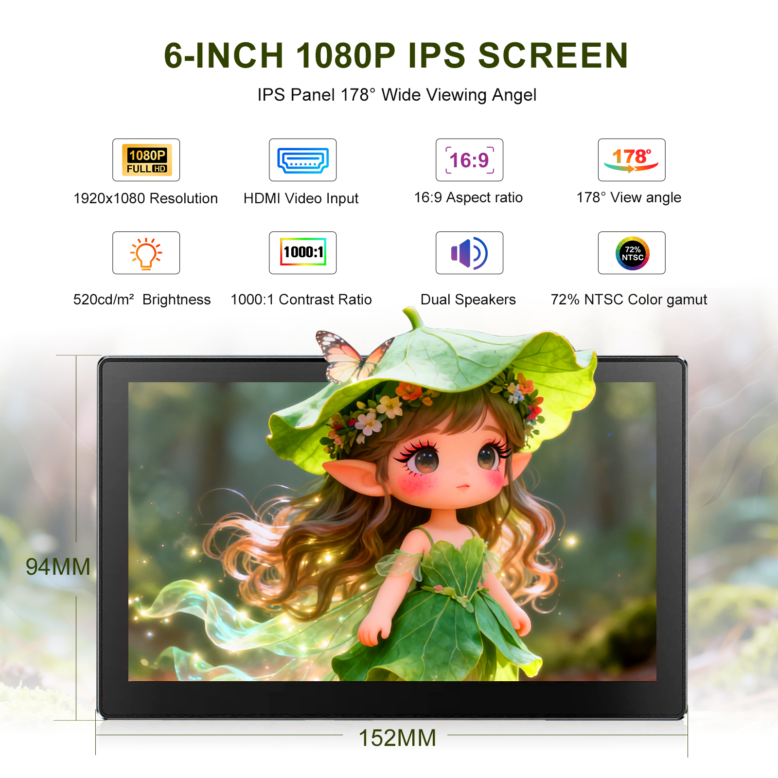 6 Inch Portable Monitor HD 108 - Gaming Console And Monitor avaliação e preço