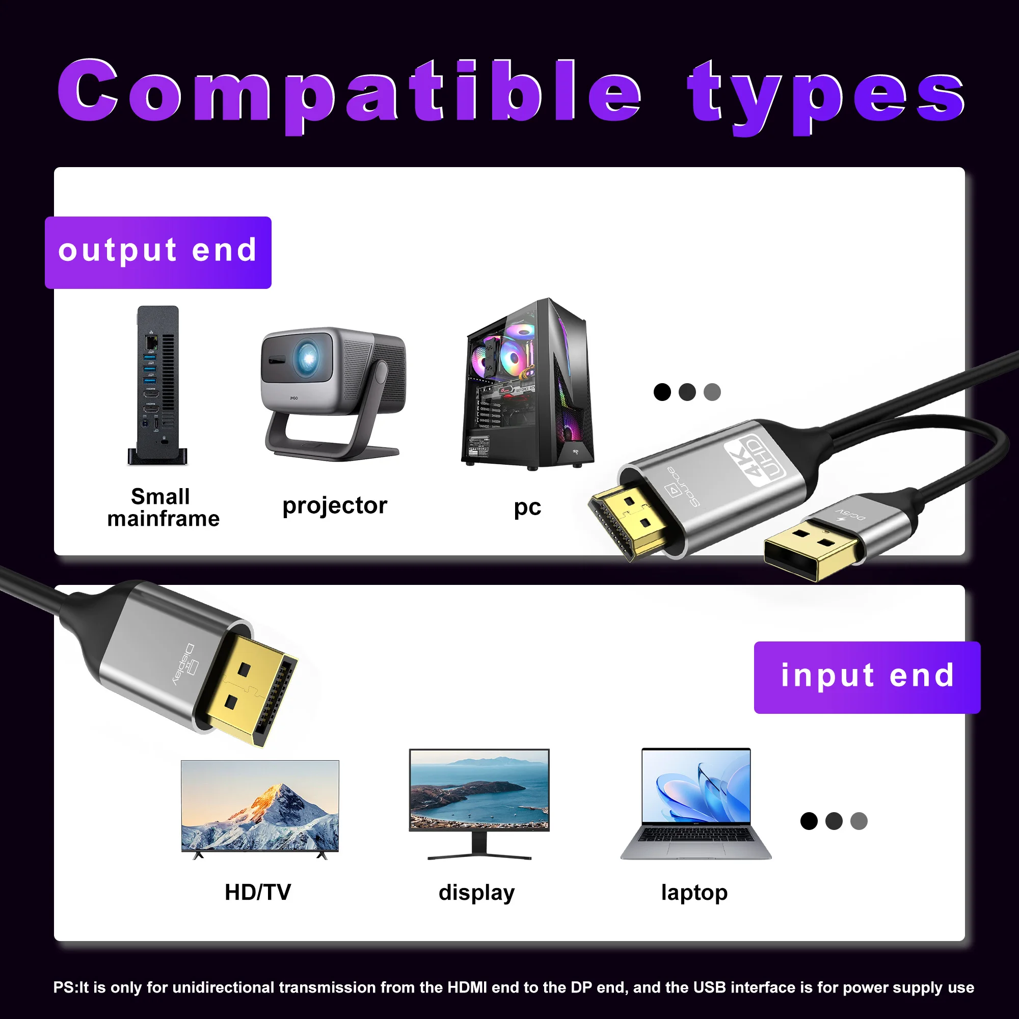 HDMI to DP Converter Cable wit - Gaming Console And Monitor avaliação e preço
