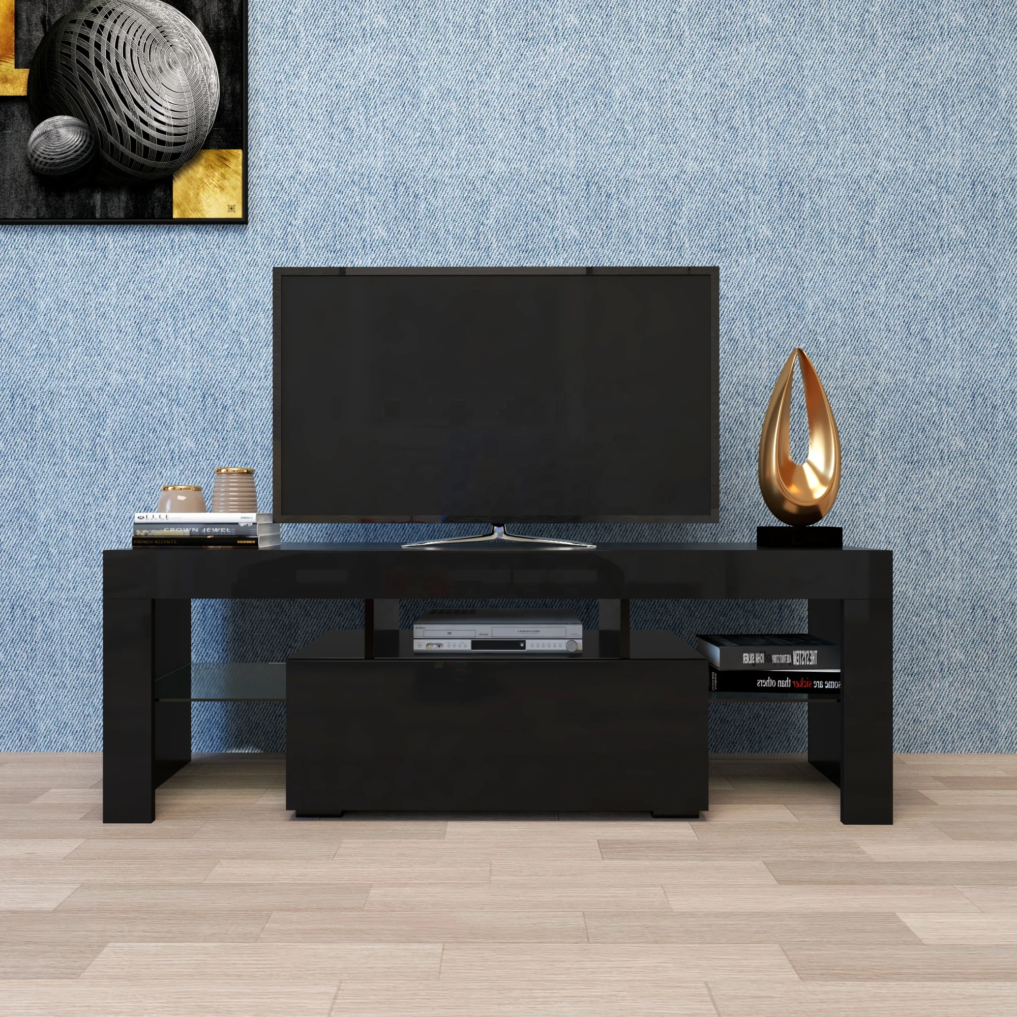 #Black TV Stand with LED RGB L - Gaming Console Tv Stand avaliação e preço