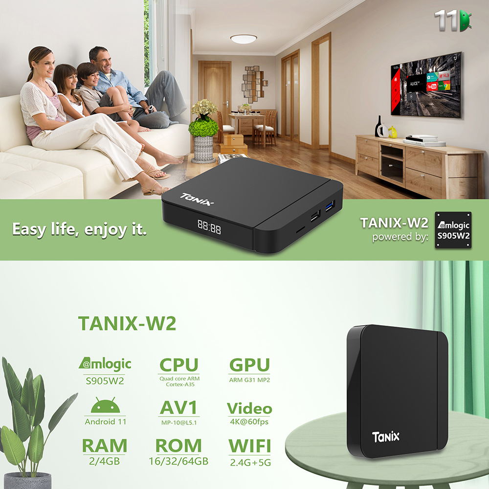 Tanix W2 Smart TV Box Android  - Gaming Console Tv Stand avaliação e preço