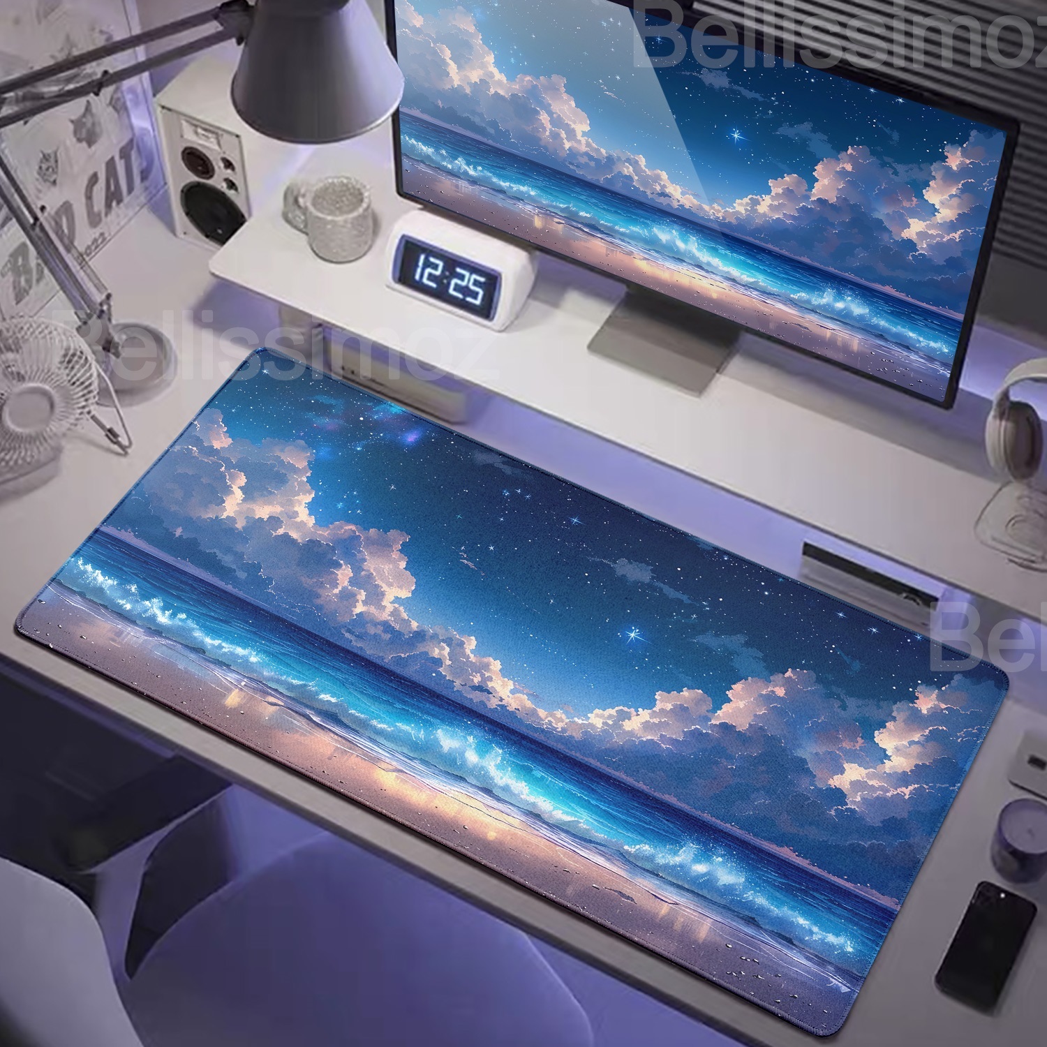 900*400Office Blue Mousepad Sk - Gaming Console Cloud avaliação e preço