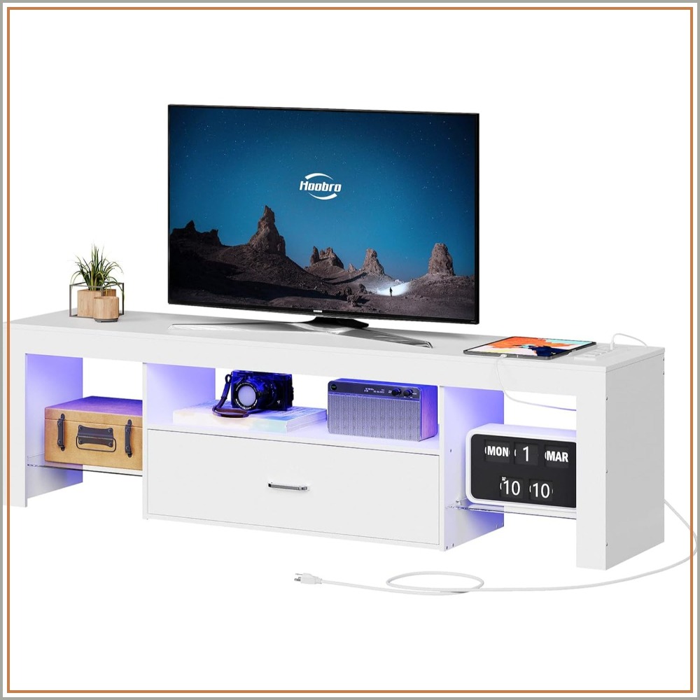 LED TV Stand with Power Outlet - Gaming Console Tv Stand avaliação e preço