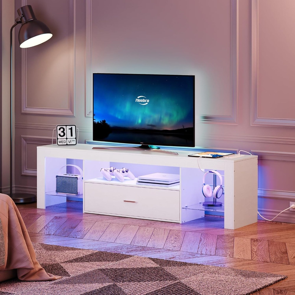 LED TV Stand with Power Outlet - Gaming Console Tv Stand avaliação e preço