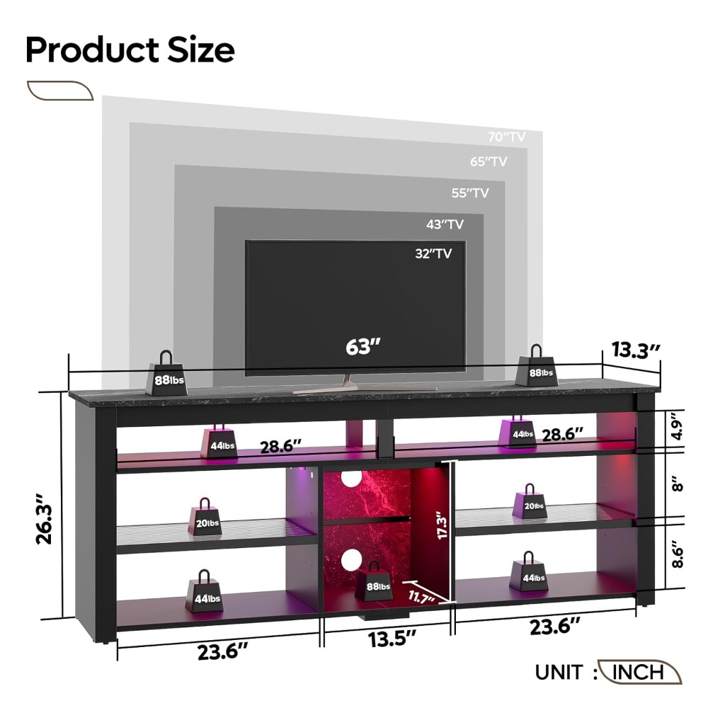 TV Stand for 70 Inch TV, Tall  - Gaming Console Tv Stand avaliação e preço